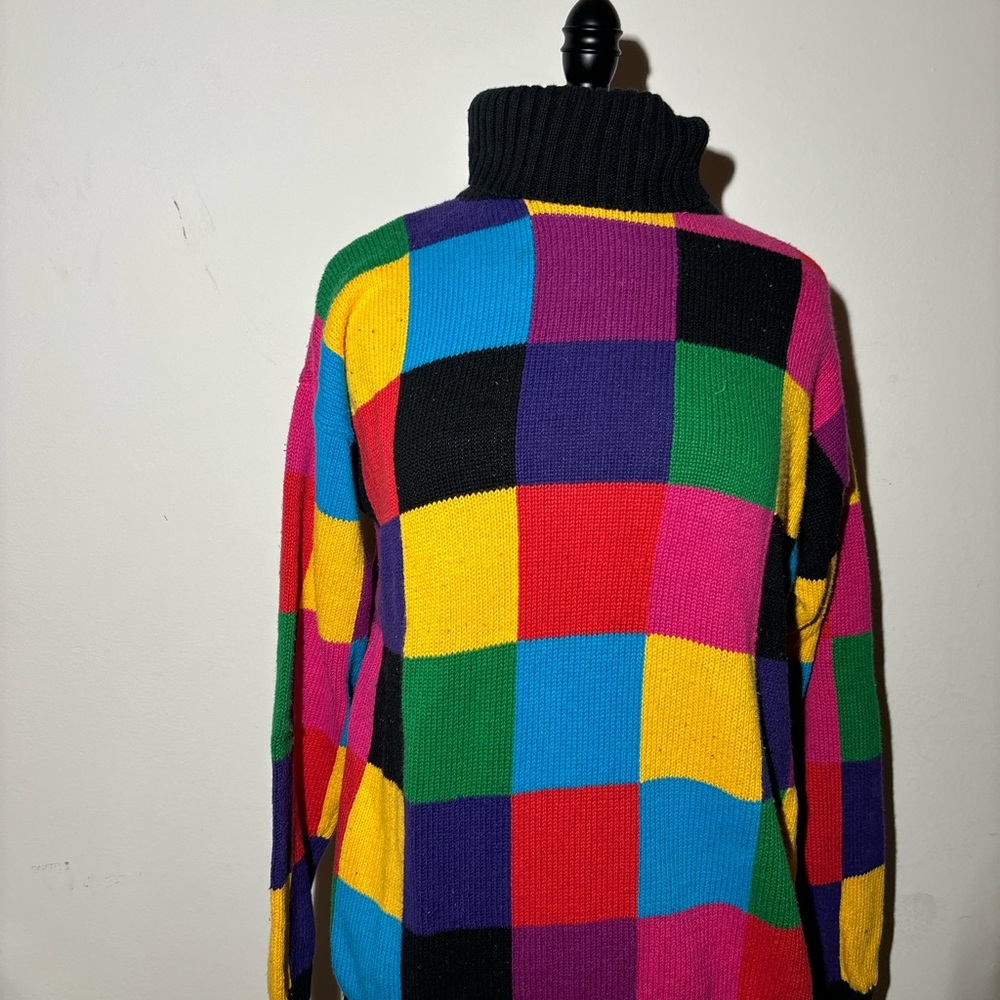 Rafaella Multicolor Patchwork Turtleneck Sweater - image 5